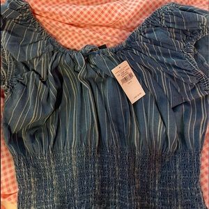 Blue and white stripped cropped top